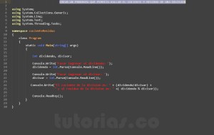 programacion en c#: hallar cociente residuo