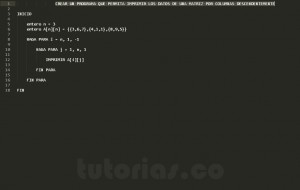 programacion en pseudocodigo: imprimir los datos de las columnas descendentemente