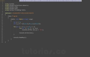 programacion en c#: imprimir columnas matriz descendentemente
