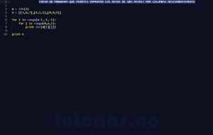 programacion en python: mostrar columnas matriz descendentemente