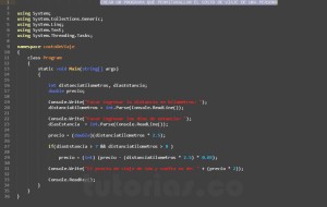programacion en c#: hallar el costo de viaje