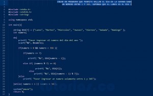 programacion en turbo C: hallar dia semana