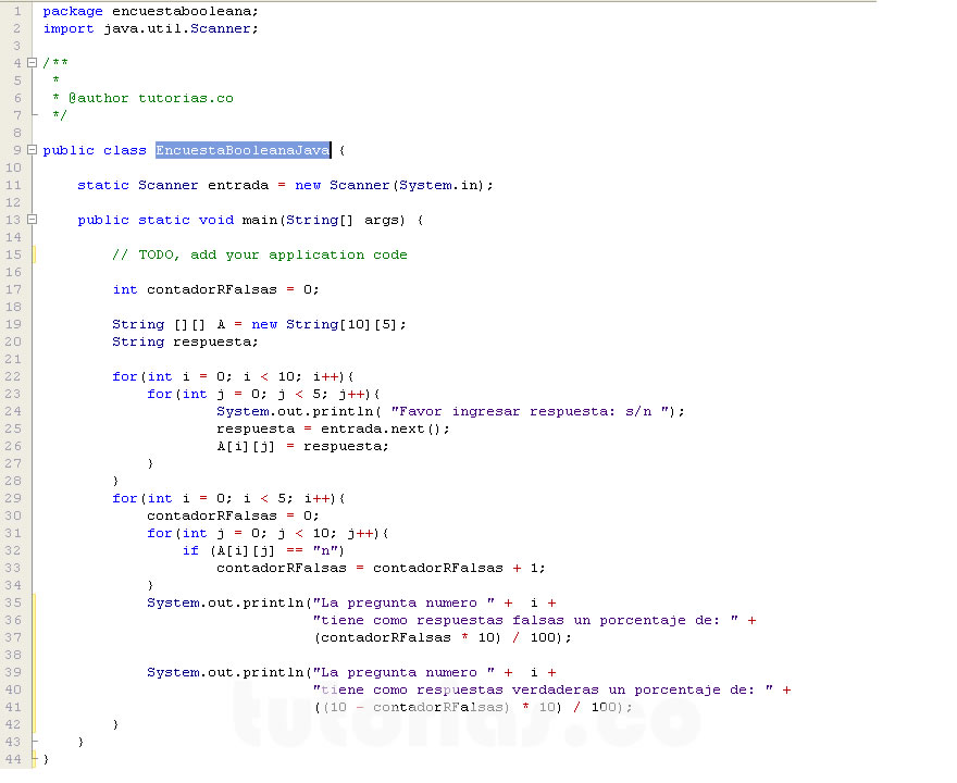 arrays – java (encuesta booleana)