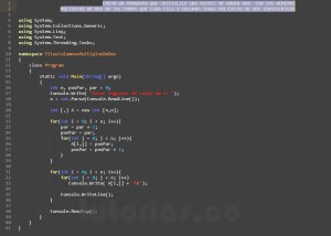 programacion en c#: filas columnas multiplos de dos