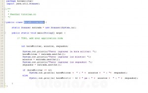 programacion en java: hora militar
