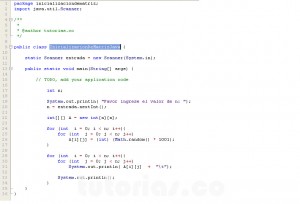 programacion en java: inicializacion de matriz