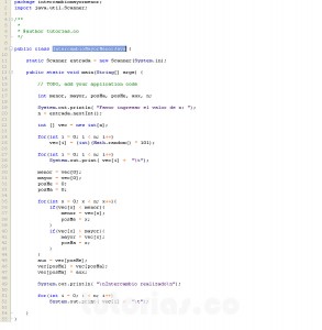 programacion en java: intercambio mayor menor vector