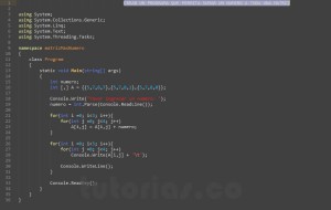 programacion en c#: matriz mas numero