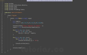 programacion en c#: matriz por numero