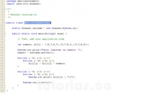 programacion en java: matriz por numero