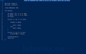 programacion en turbo C: mayores entre vectores