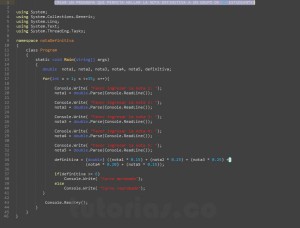 programacion en c#: hallar la nota definitiva