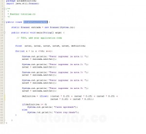 programacion en java: hallar la nota definitiva