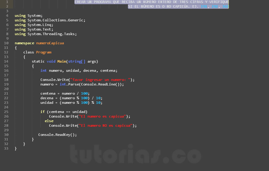 sentencia-if-else – visualStudio c# (numero capicua)