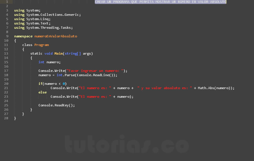 sentencia if-else – visualStudio c# (numero en valor absoluto)