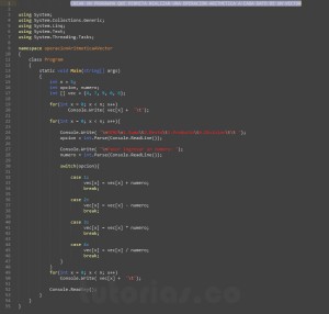 programacion en c#: operaciones aritmeticas a vector