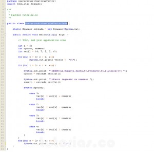 programacion en java: operacion aritmetica a vector