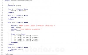 programacion en pseint: operacion aritmetica a vector