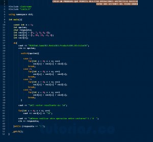 programacion en c++: operaciones aritmeticas entre vectores