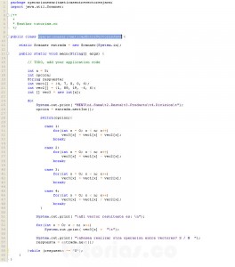 programacion en java: operaciones aritmeticas entre vectores