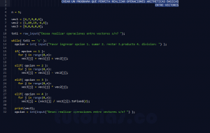 programacion en python: operaciones aritmeticas entre vectores