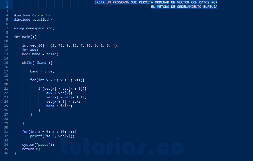 Ordenamiento de datos por el método burbuja - dCodinGames