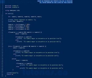 programacion en turbo C: hallar la posicion del mayor de un numero de tres digitos