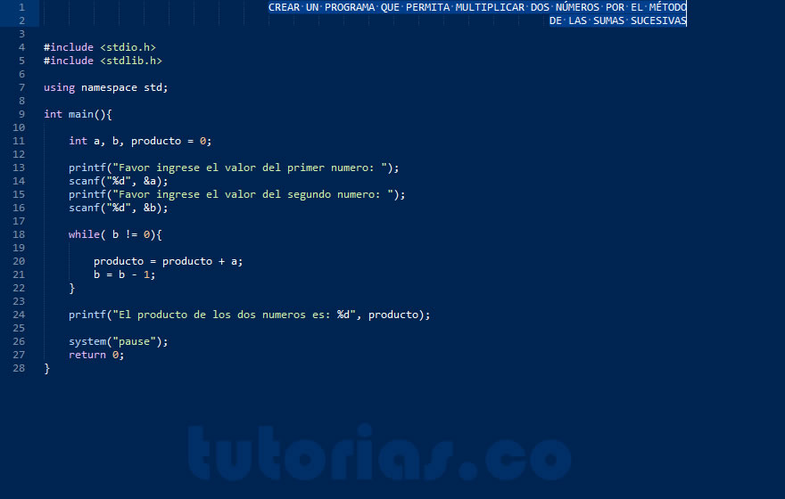 Ciclo While Turbo C Producto Entre Dos Numeros Tutorias Co