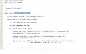 programacion en java: halla salario mensual por tarifa