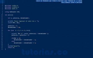 programacion en turbo C: serie fraccionaria impar