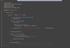 programacion en c#: suma de columnas de una matriz