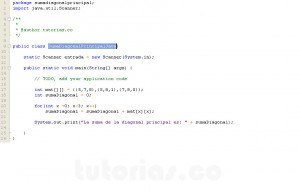 programacion en java: suma datos diagonal principal