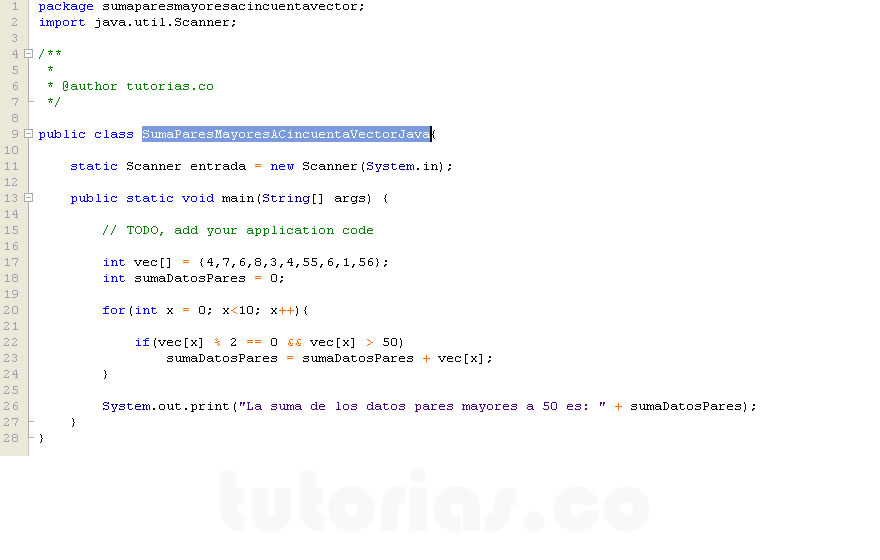 arrays – java (suma pares mayores a cincuenta vector)