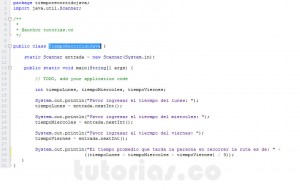 programacion en java: hallar el tiempo recorrido