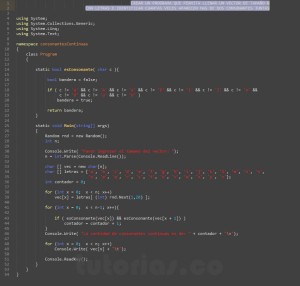programacion en c#: consonantes continuas