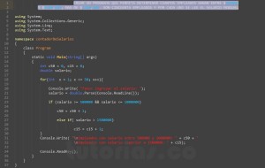 programacion en c#: contador de salarios