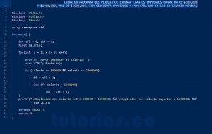 programacion en turbo C: contador de salarios
