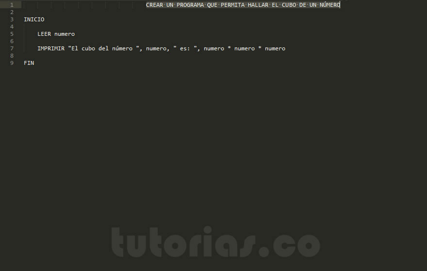 operadores – pseudocodigo (cubo de un numero)