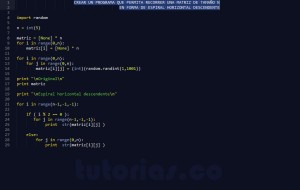 programacion en python: espiral horizontal descendente