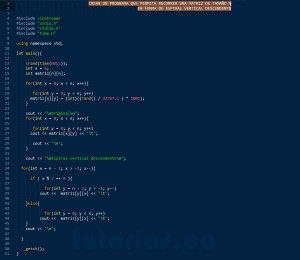 programacion en c++: espiral vertical descendente