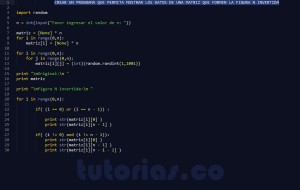 programacion en python: figura n invertida