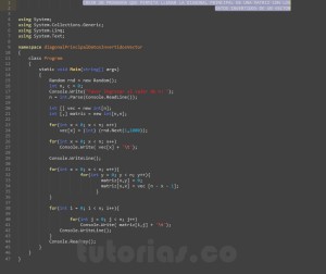 programacion en c#: diagonal principal datos invertidos