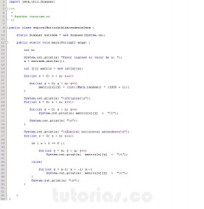 programacion en java: espiral horizontal ascendente