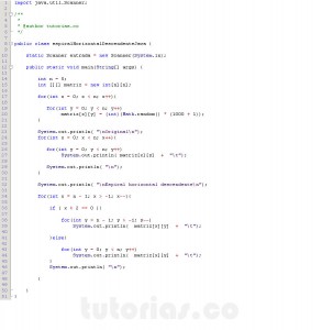 programacion en java: espiral horizontal descendente