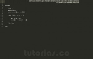 programacion en pseudocodigo: intercambio vector forma invertida