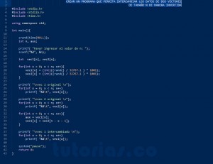 programacion en turbo C: intercambio vector forma invertida