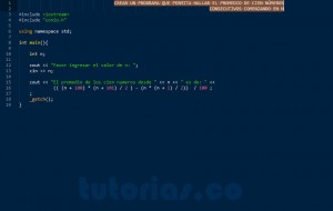 programacion en c++: promedio de cien numeros desde n