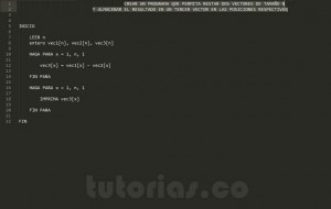 programacion en pseudocodigo: resta de vectores