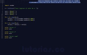 programacion en python: suma de vectores