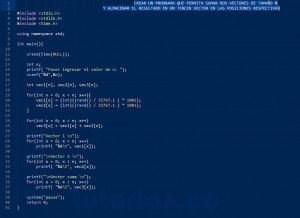 programacion en turbo C: suma de vectores